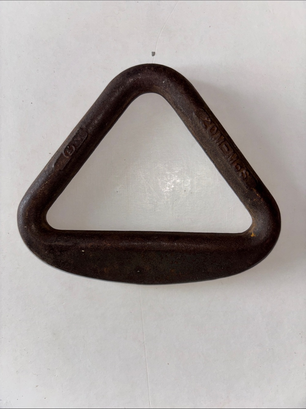 Vintage Heavy Cast Iron Triangle Delta ring 20M-MBS Rustic Patina Farm Decor MCM